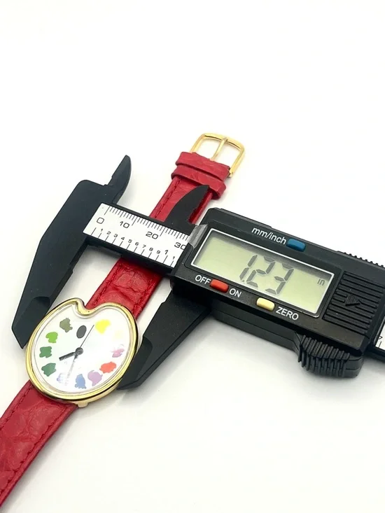 Vintage Palette Paint Quartz Watch with Red Leather Strap - Picture 10 of 13